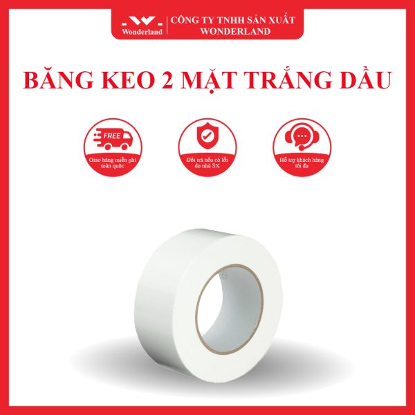 BĂNG KEO 2 MẶT TRẮNG DẦU WONDERLAND